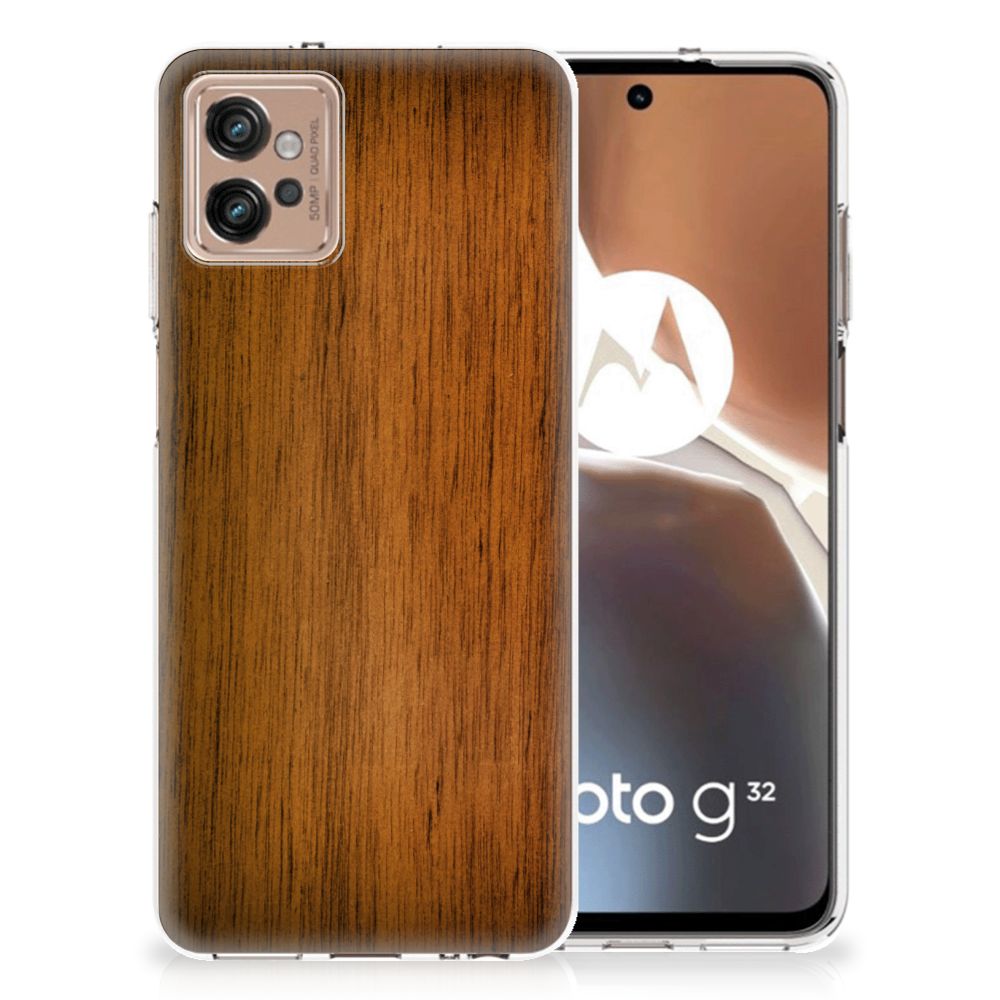 Motorola Moto G32 Bumper Hoesje Donker Hout