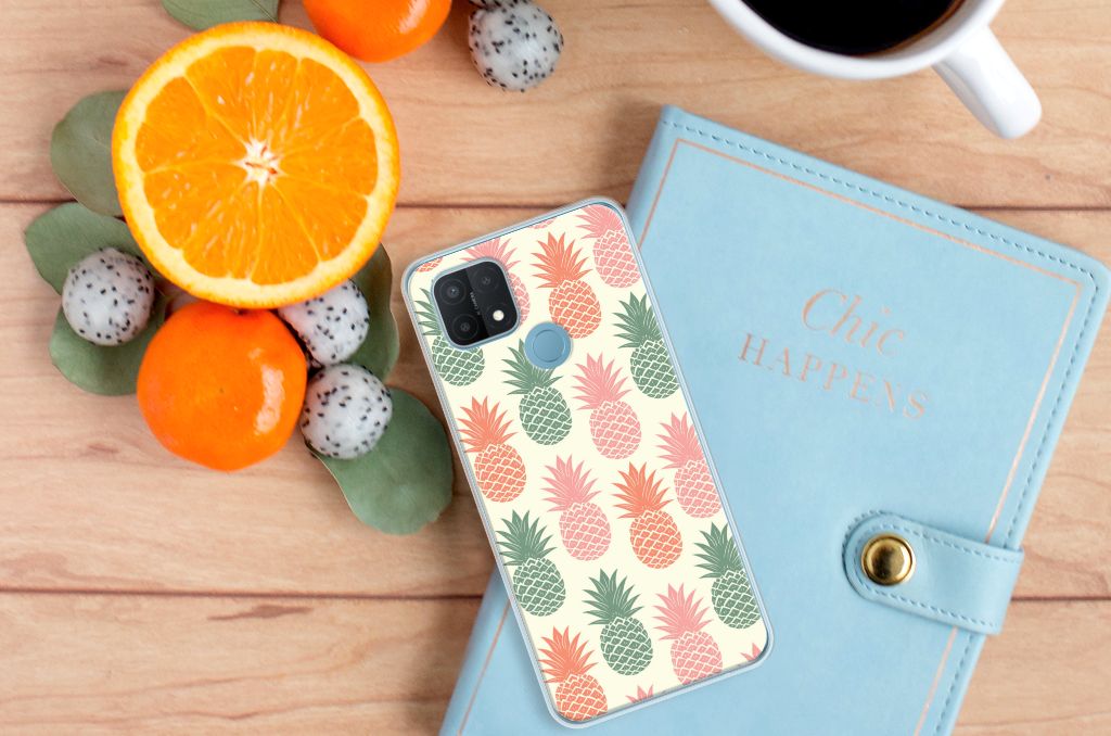 OPPO A15 Siliconen Case Ananas
