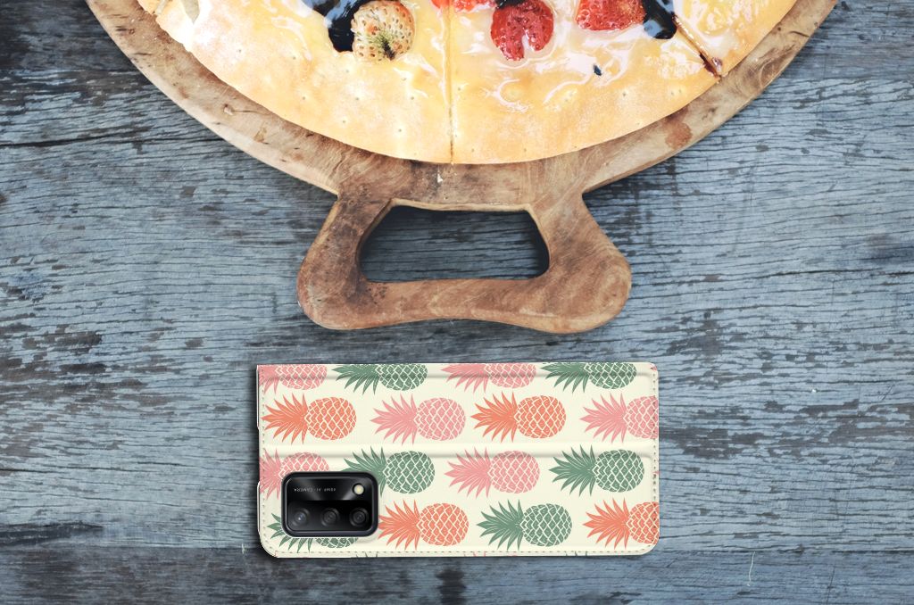 OPPO A74 4G Flip Style Cover Ananas - B2C Telecom