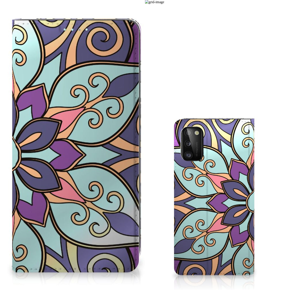 Samsung Galaxy A41 Smart Cover Purple Flower