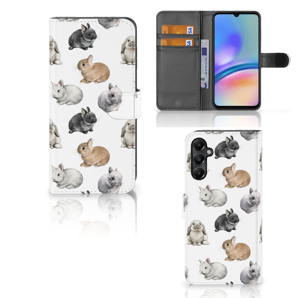 Telefoonhoesje met Pasjes voor Samsung Galaxy A05s Konijntjes