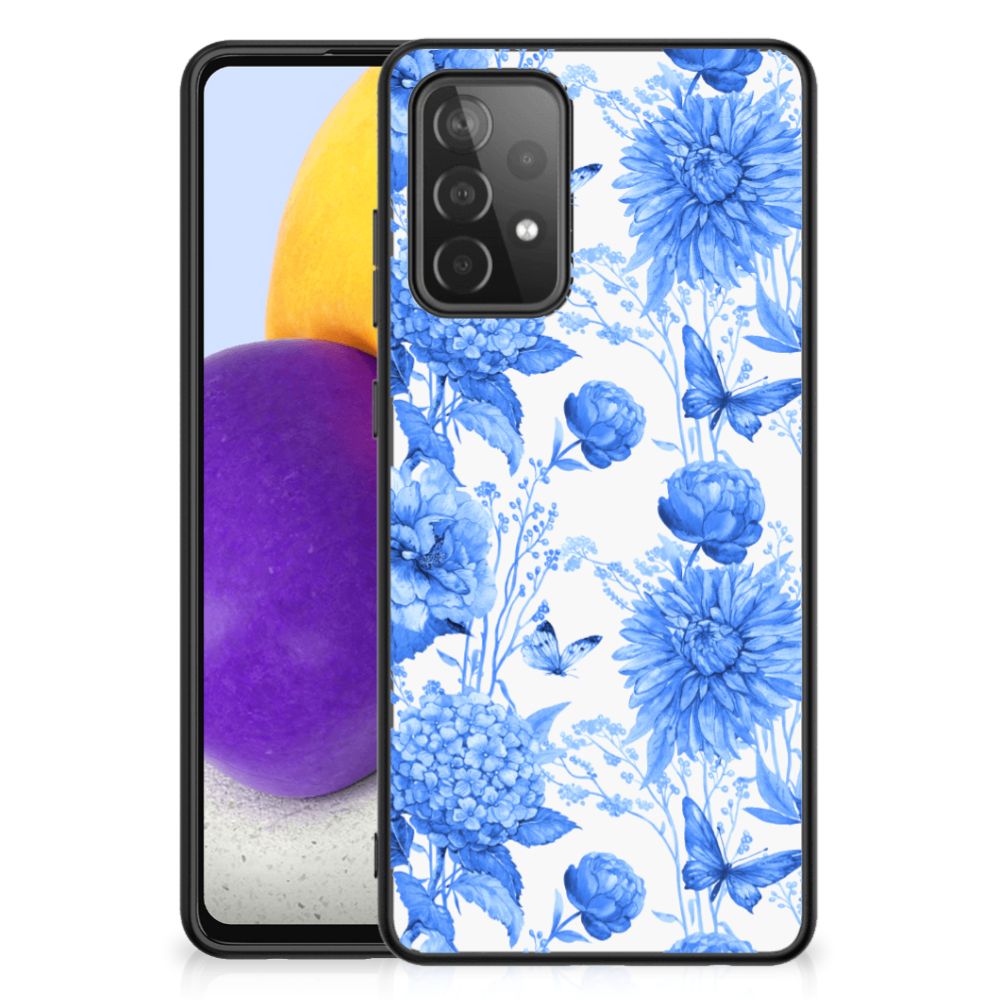 Bloemen Hoesje voor Samsung Galaxy A72 (5G/4G) Flowers Blue B2C Telecom
