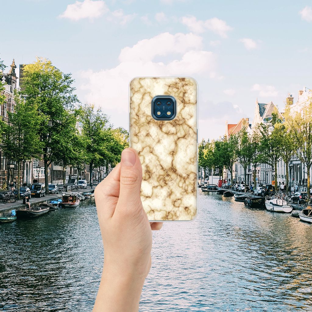 Nokia XR20 TPU Siliconen Hoesje Marmer Goud B2C Telecom