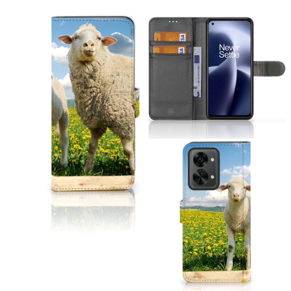 OnePlus Nord 2T Telefoonhoesje met Pasjes Schaap en Lammetje