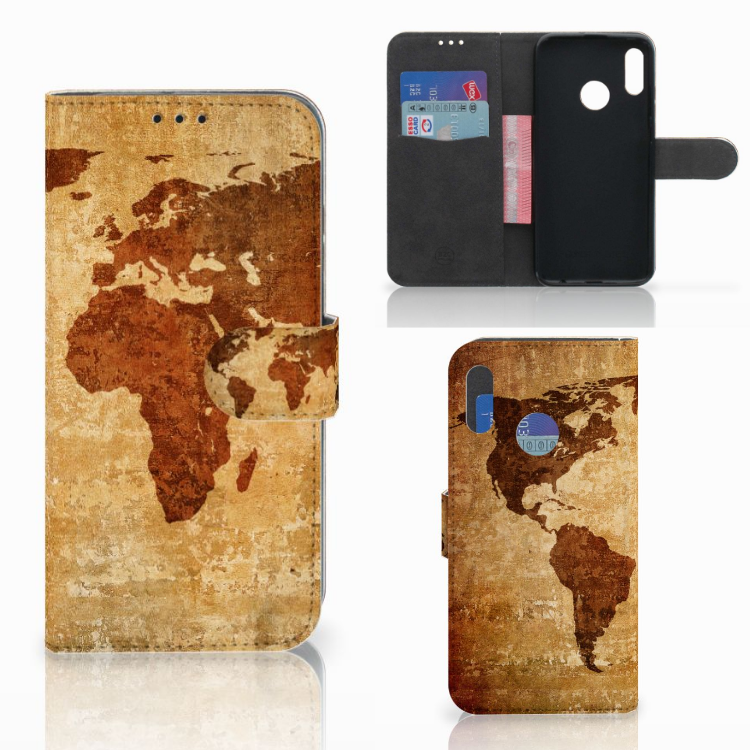 Honor 10 Lite Flip Cover Wereldkaart