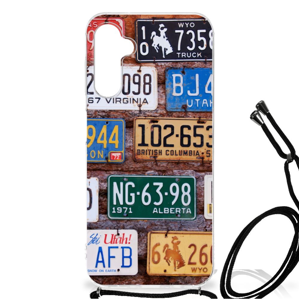 Samsung Galaxy A14 5G Anti-shock Hoesje met foto Kentekenplaten met vintage kentekenplaten design