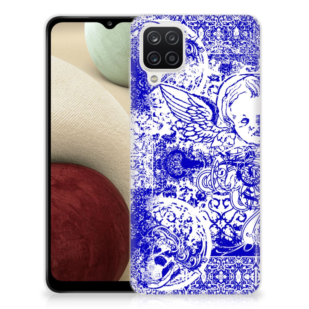 Silicone Back Case Samsung Galaxy A12 Angel Skull Blauw B2C Telecom