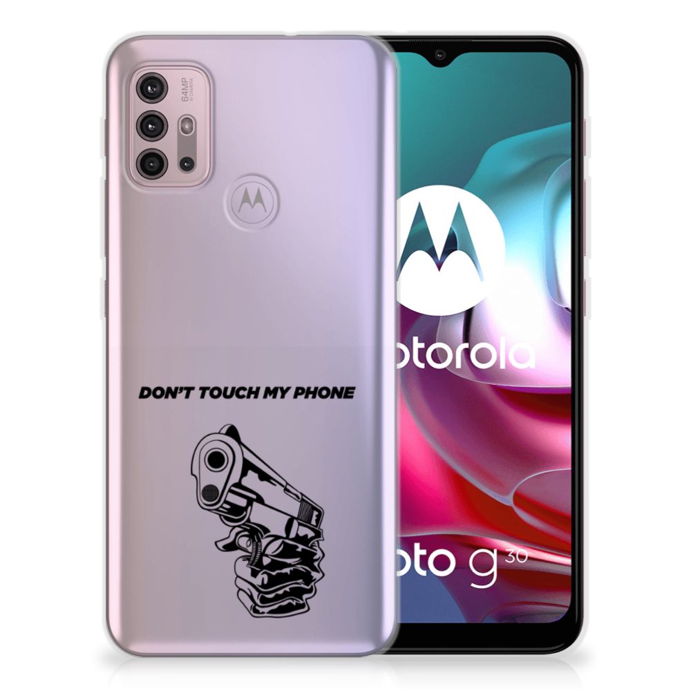 Motorola Moto G30 | G10 Silicone-hoesje Gun Don't Touch My Phone