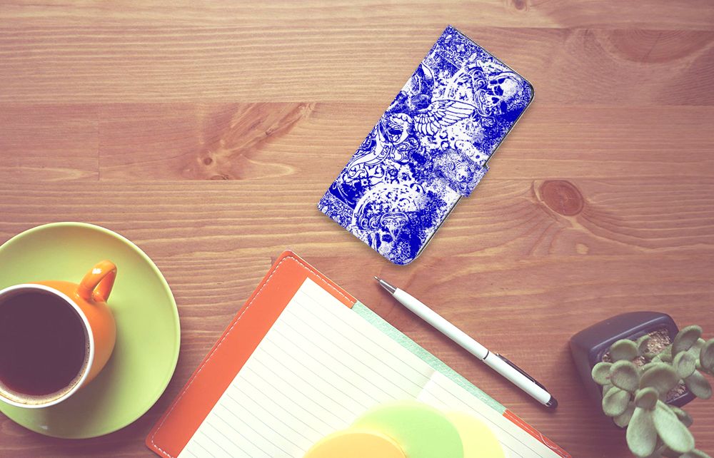 Telefoonhoesje met Naam OnePlus Nord N10 Angel Skull Blauw