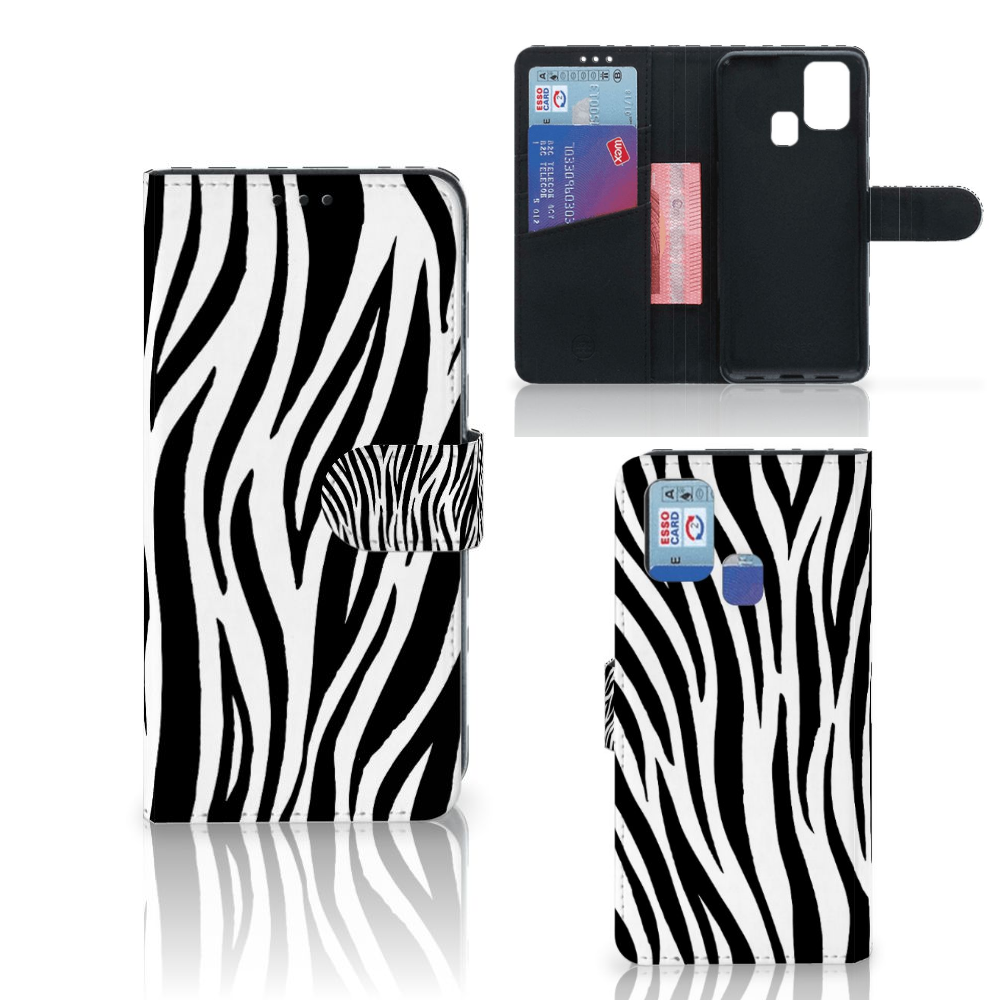 Samsung Galaxy M31 Telefoonhoesje met Pasjes Zebra