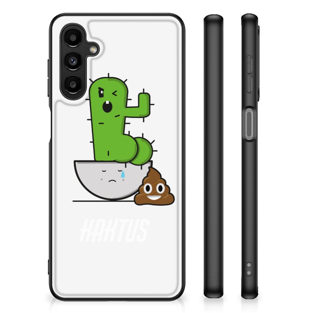 Samsung Galaxy A14 5G Hoesje Cactus Poo met cactus en poep illustratie op een back cover design