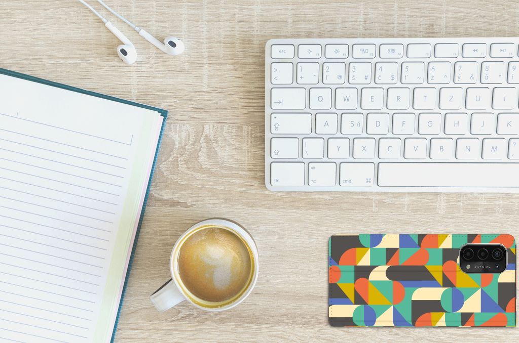 OPPO A54 5G | A74 5G | A93 5G Hoesje met Magneet Funky Retro - B2C Telecom