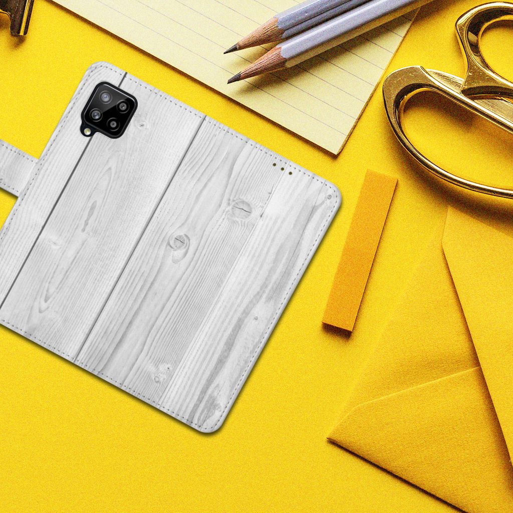 Samsung Galaxy A42 5G Book Style Case White Wood