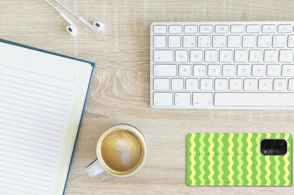 OPPO A54 5G | A74 5G | A93 5G Hoesje met Magneet Waves Green - B2C Telecom