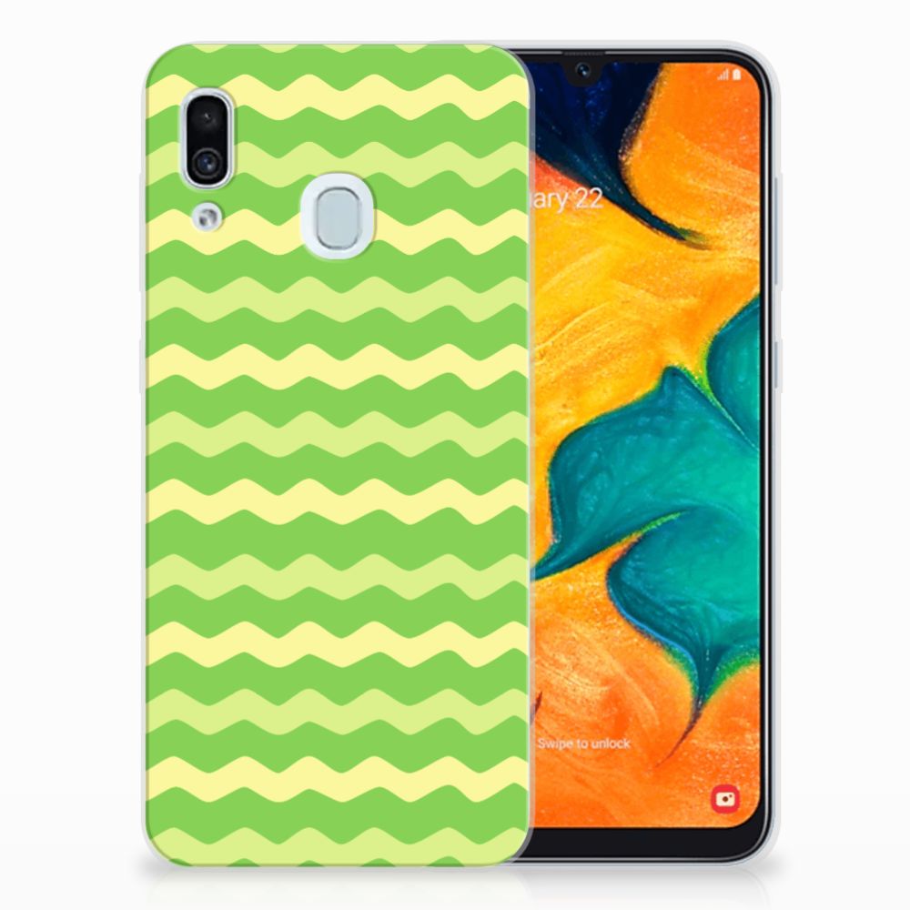 Samsung Galaxy A30 TPU bumper Waves Green