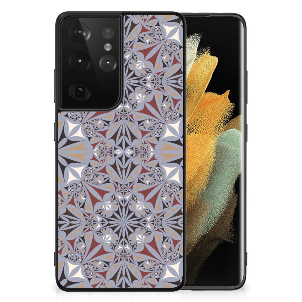 Samsung Galaxy S21 Ultra Marmeren Print Telefoonhoesje Flower Tiles B2C Telecom