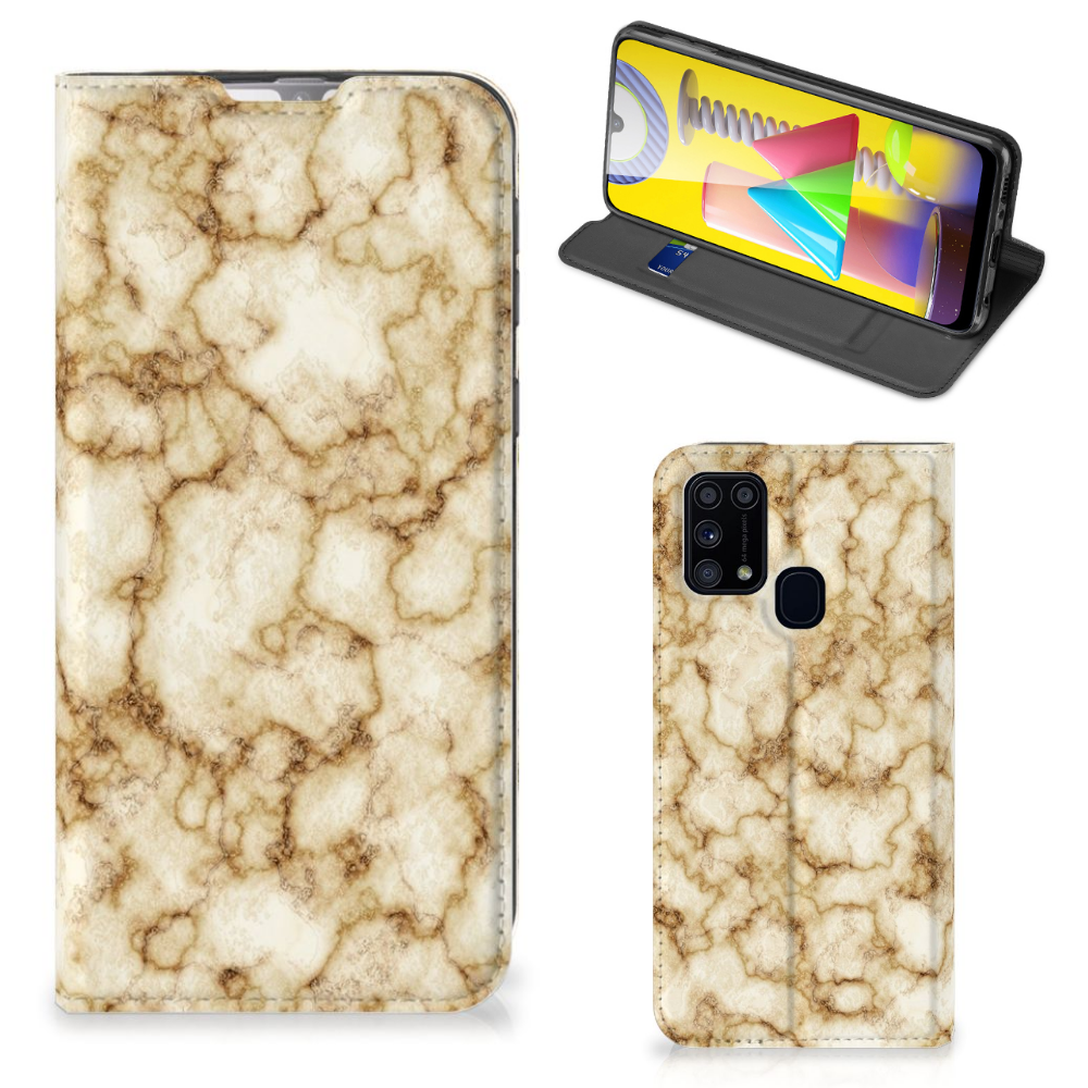 Samsung Galaxy M31 Standcase Marmer Goud - B2C Telecom