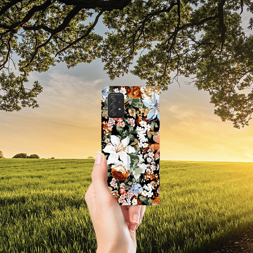 Smart Cover voor Samsung Galaxy A03s Dark Flowers - B2C Telecom