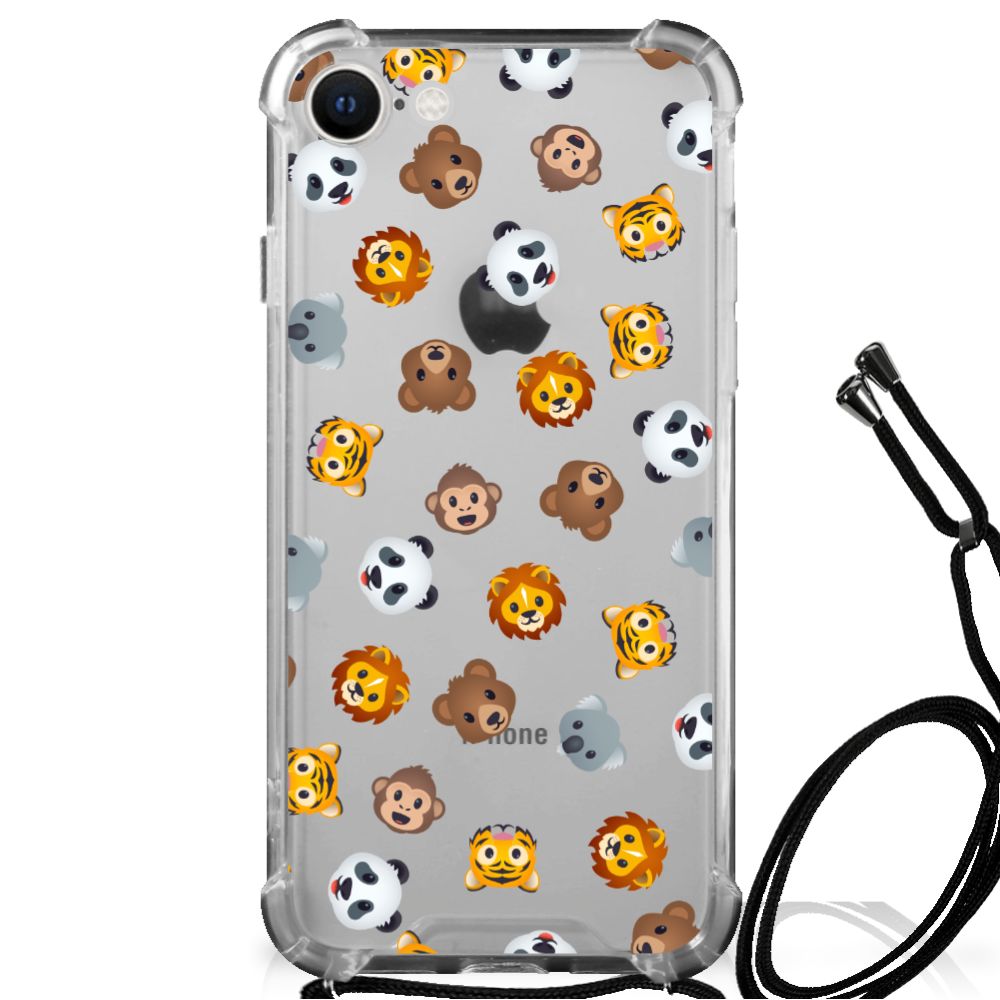 Doorzichtige Silicone Hoesje voor iPhone SE 2022 | 2020 | 8 | 7 Dieren Emojis