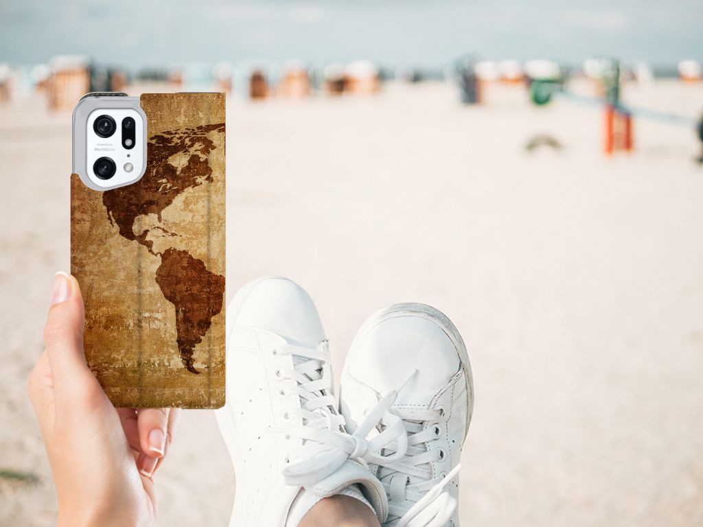 OPPO Find X5 Pro Book Cover Wereldkaart - B2C Telecom