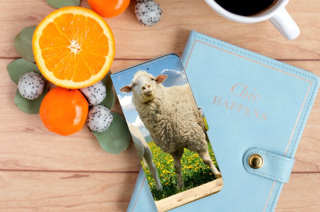 OPPO Reno8 Pro Telefoonhoesje met Pasjes Schaap en Lammetje