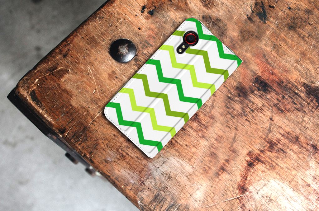 Samsung Galaxy Xcover 5 Hoesje met Magneet Zigzag Groen - B2C Telecom