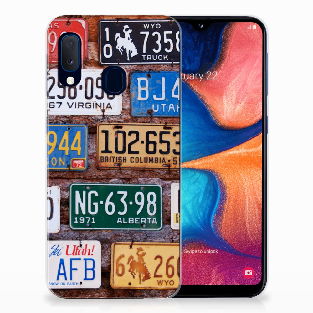 Samsung Galaxy A20e Siliconen Hoesje met foto Kentekenplaten