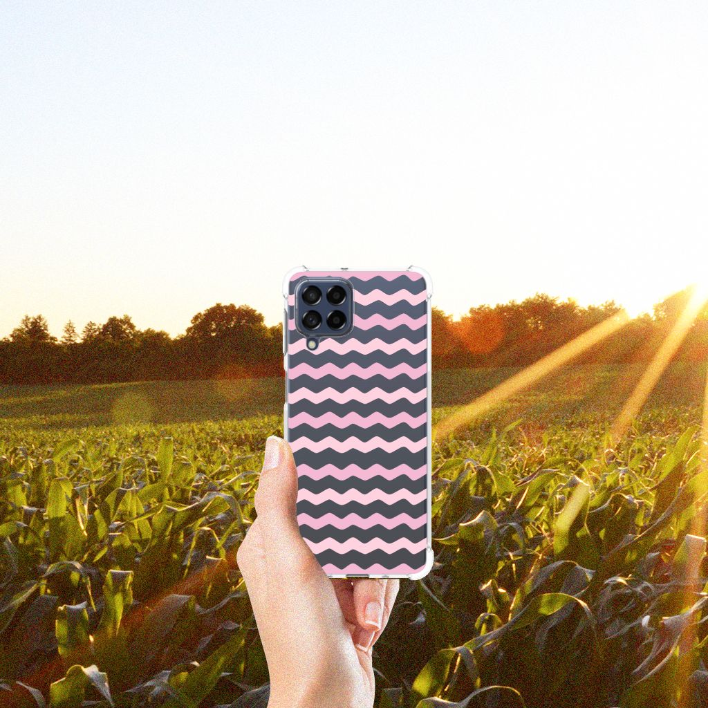 Samsung Galaxy M53 Doorzichtige Silicone Hoesje Waves Roze B2C Telecom