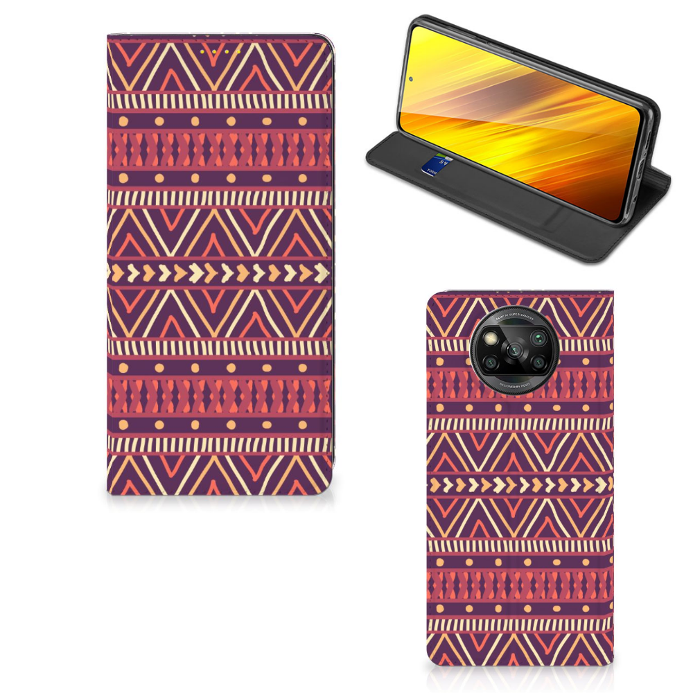 Xiaomi Poco X3 Pro | Poco X3 Hoesje met Magneet Aztec Paars - B2C Telecom