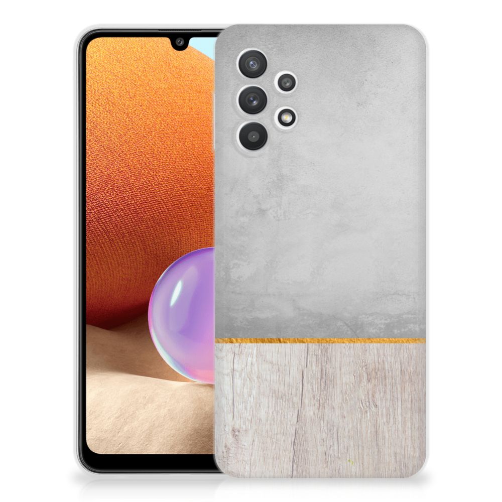 Samsung Galaxy A32 4G | A32 5G Enterprise Editie Bumper Hoesje Wood Concrete B2C Telecom