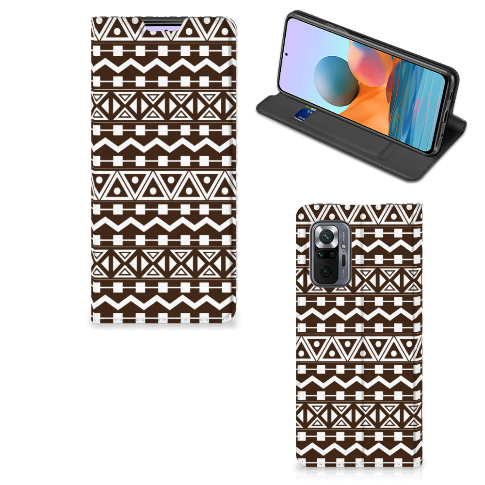 Xiaomi Redmi Note 10 Pro Hoesje met Magneet Aztec Brown - B2C Telecom
