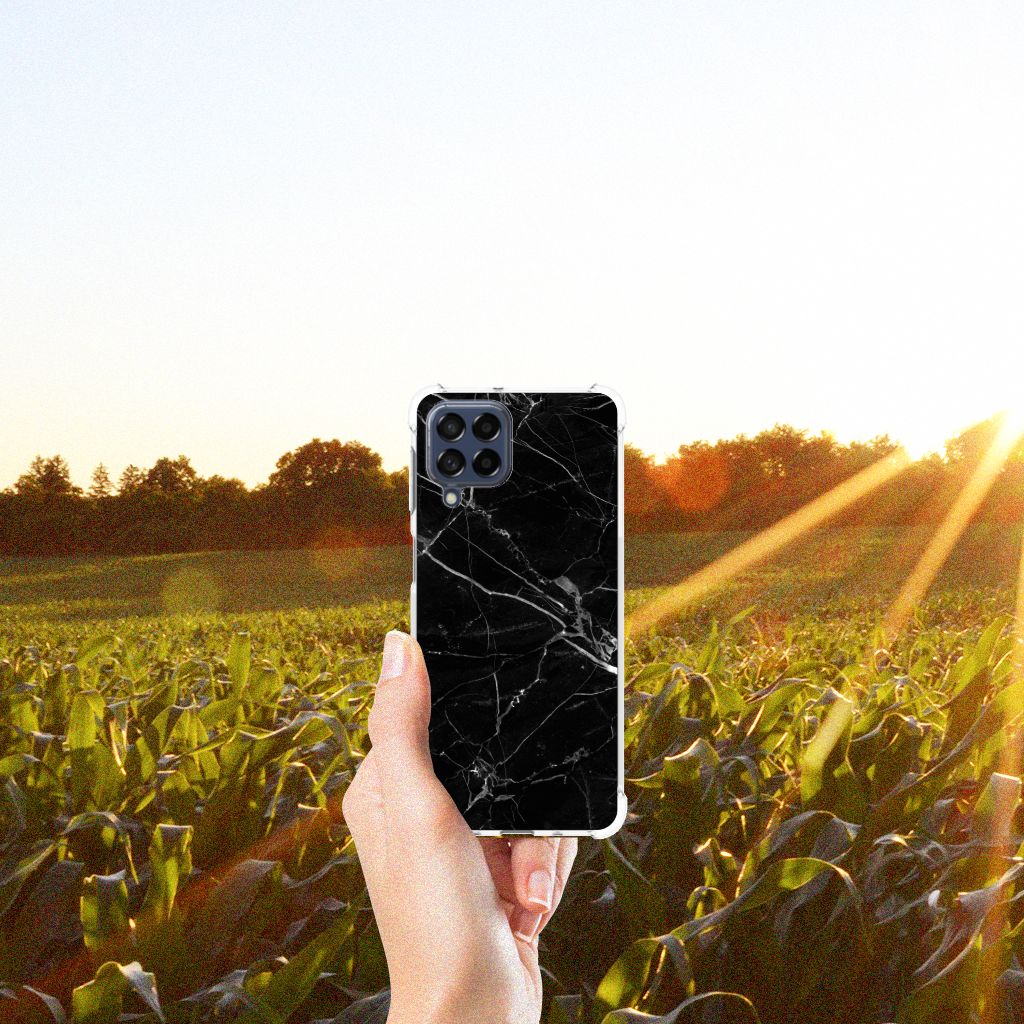 Samsung Galaxy M53 Anti-Shock Hoesje Marmer Zwart - Origineel Cadeau Vader B2C Telecom