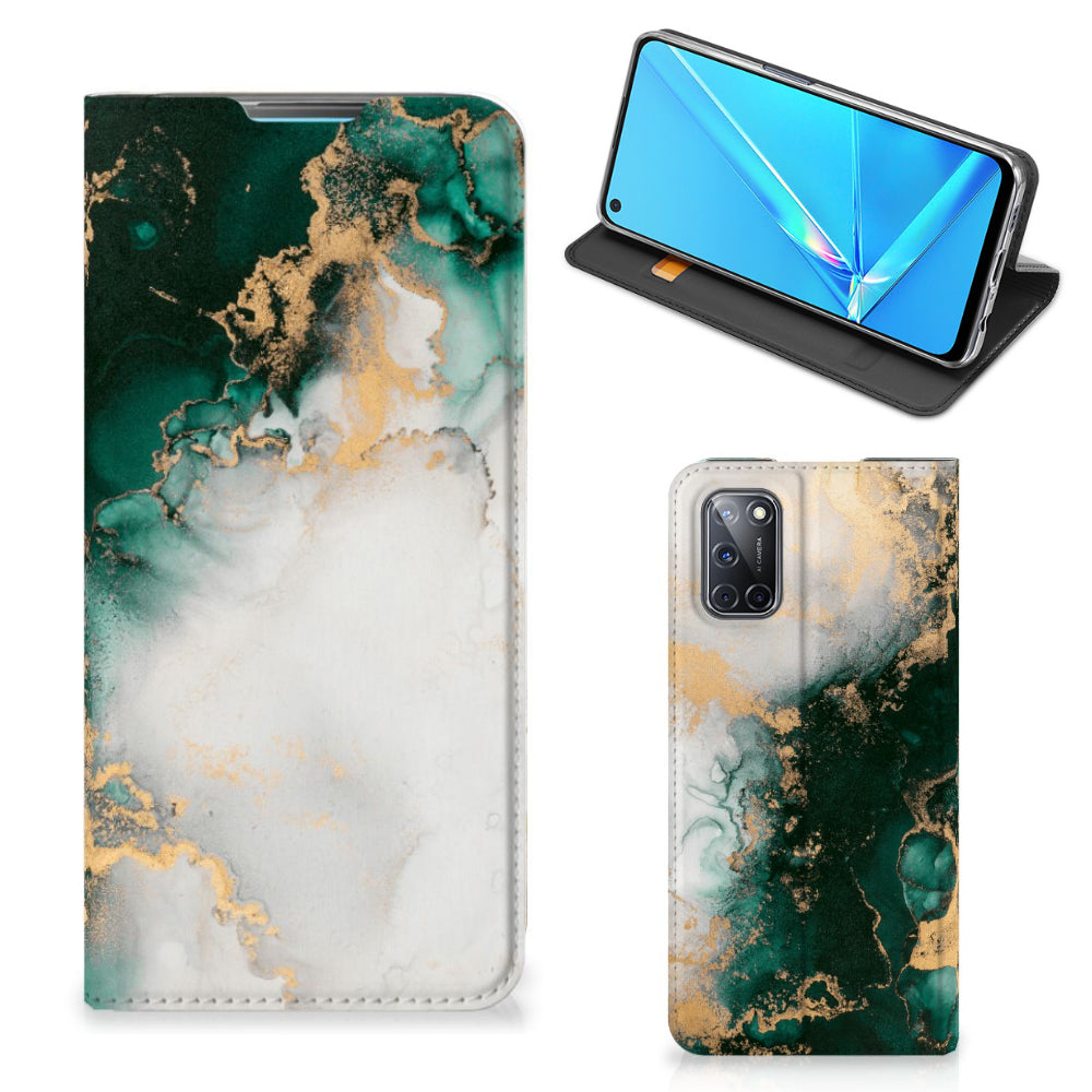 Standcase voor OPPO A52 | A72 Marmer Groen