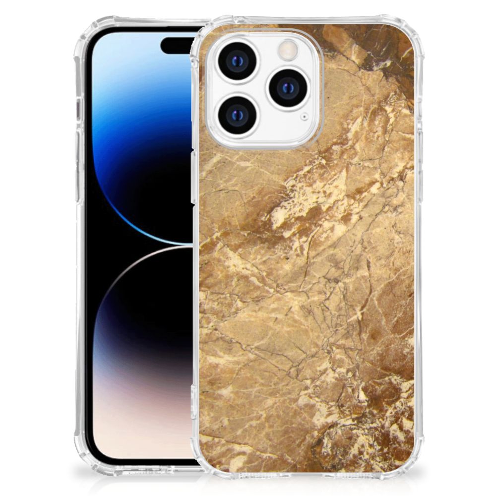 Apple iPhone 14 Pro Max Anti-Shock Hoesje Marmer Creme B2C Telecom