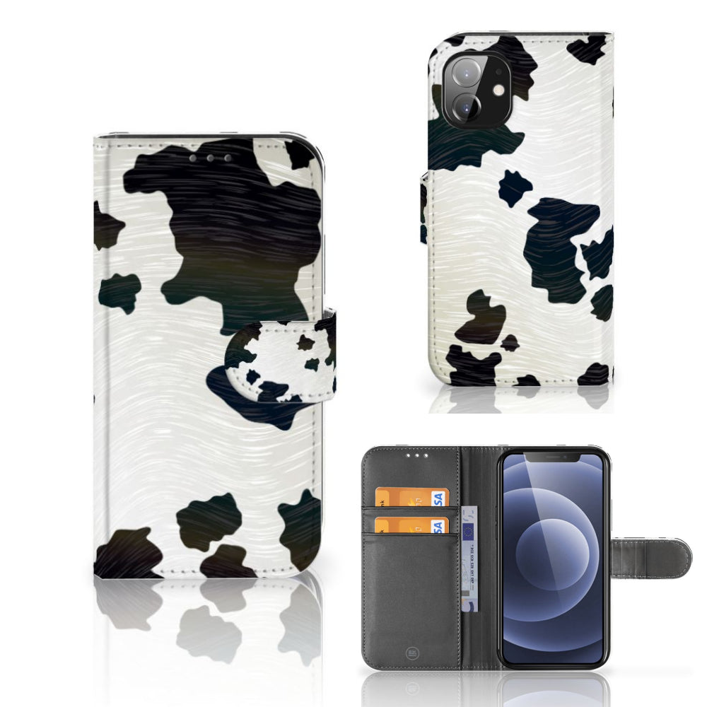 Apple iPhone 12 Mini Telefoonhoesje met Pasjes Koeienvlekken