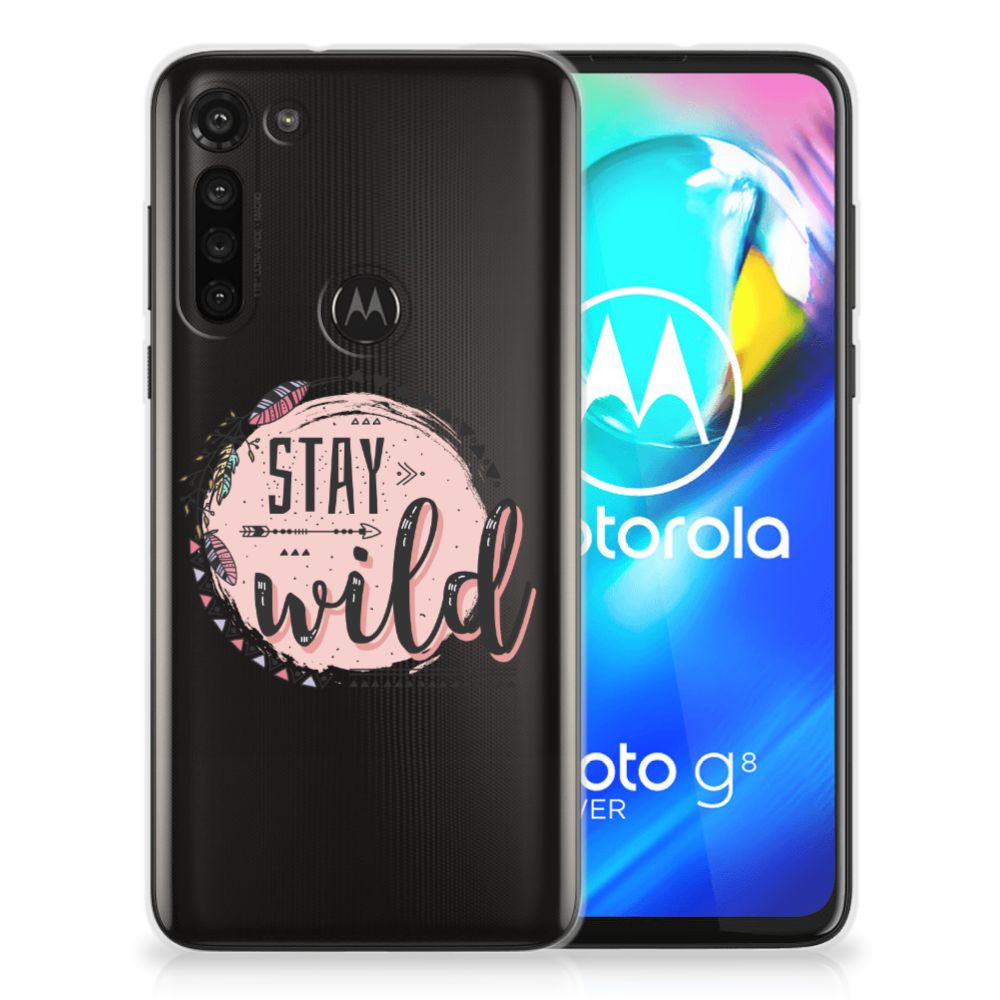 Motorola Moto G8 Power Telefoonhoesje met Naam Boho Stay Wild B2C Telecom