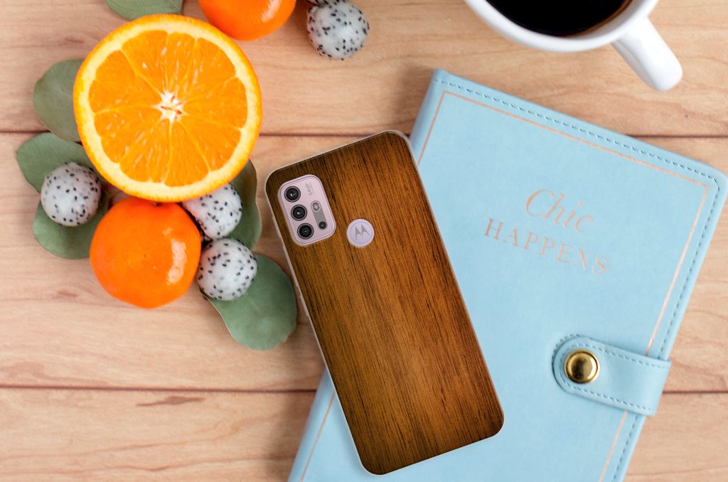 Motorola Moto G30 | G10 Bumper Hoesje Donker Hout B2C Telecom