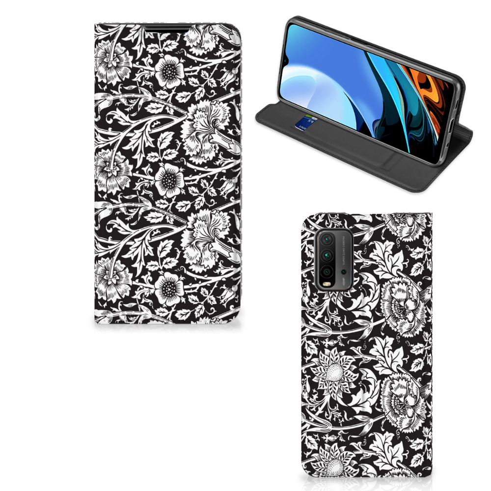 Xiaomi Poco M3 | Redmi 9T Smart Cover Black Flowers - B2C Telecom