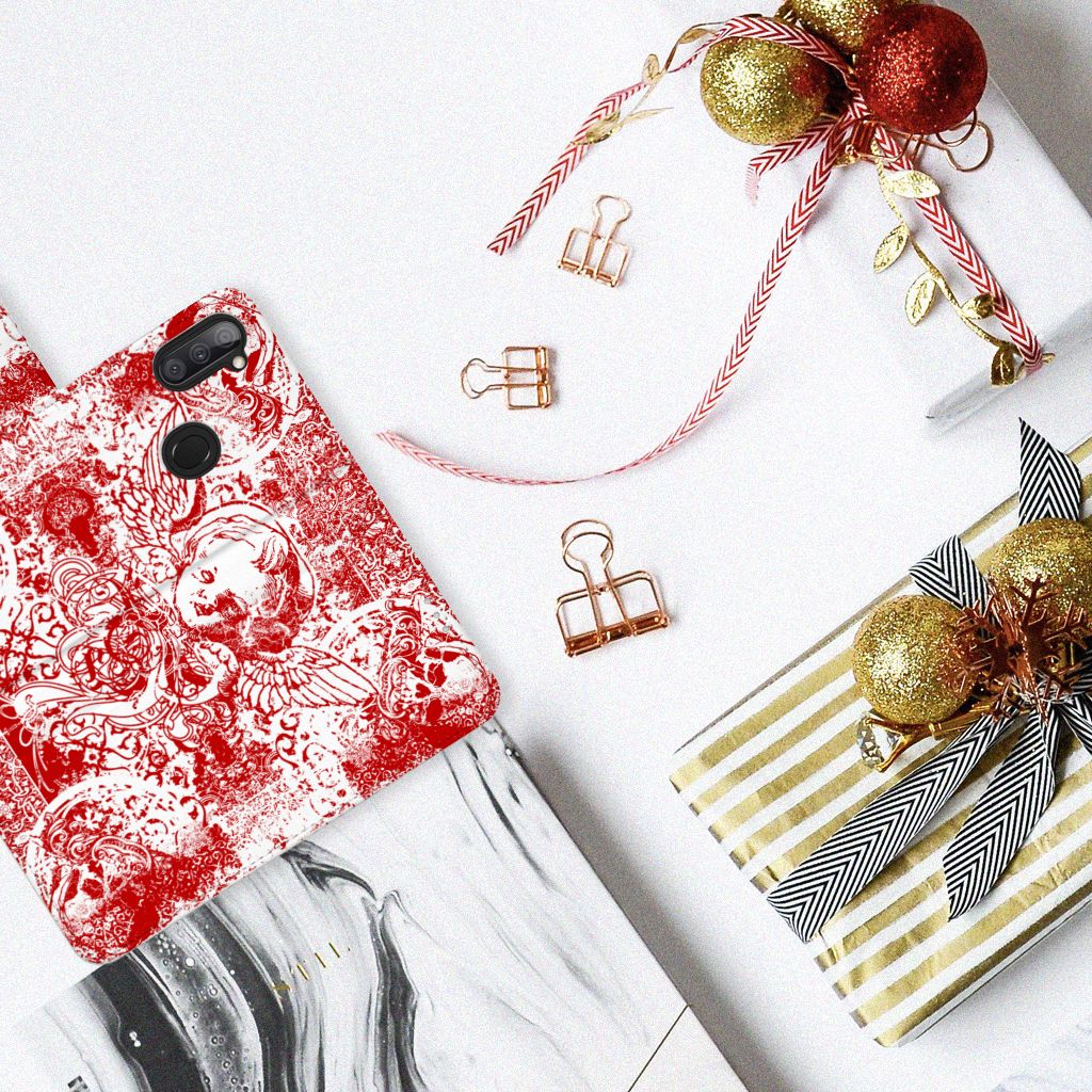 Telefoonhoesje met Naam Samsung Galaxy M11 | A11 Angel Skull Rood