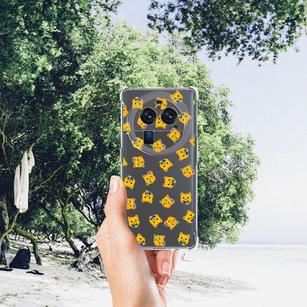 Doorzichtige Silicone Hoesje voor OPPO Find X6 Pro Katten Emojis B2C Telecom