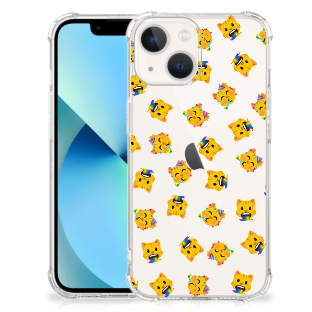 Doorzichtige Silicone Hoesje voor iPhone 13 mini Katten Emojis - B2C Telecom