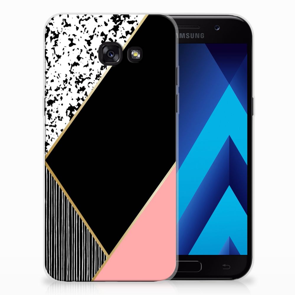 Samsung Galaxy A5 2017 TPU Hoesje Zwart Roze Vormen