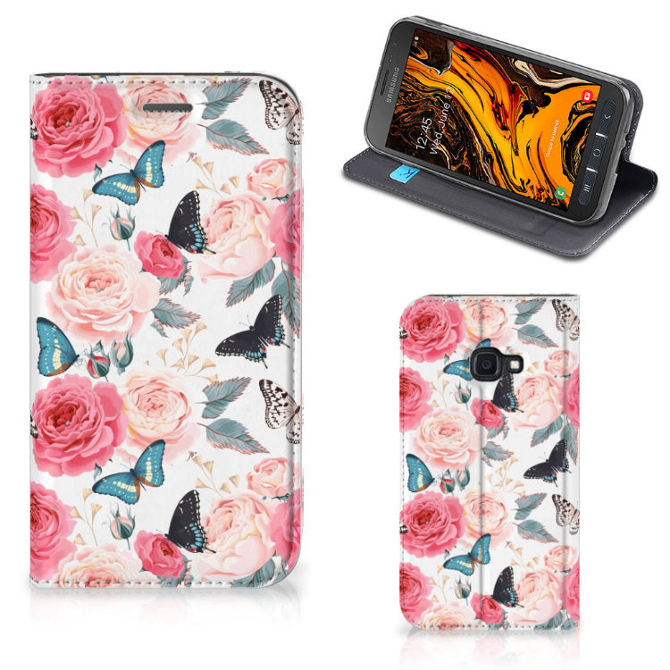Samsung Galaxy Xcover 4s Smart Cover Butterfly Roses