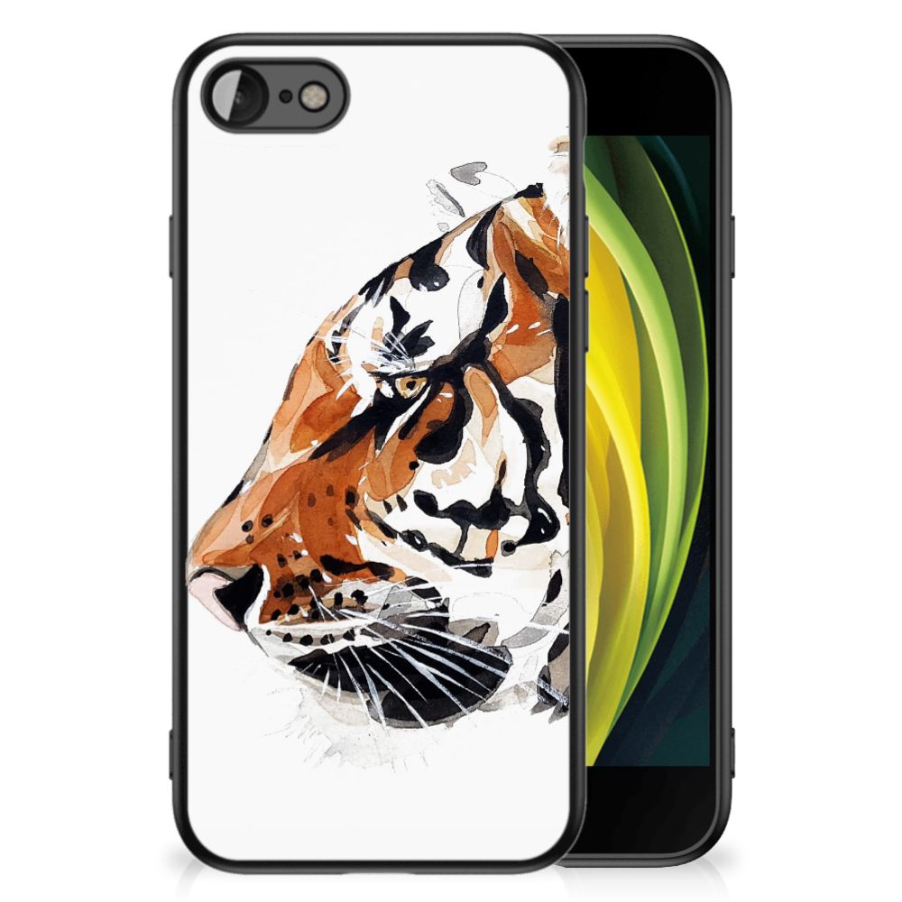 Kleurrijke Telefoonhoesje iPhone SE 2022 | SE 2020 | 7/8 Watercolor Tiger met een mooie tijgerprint.