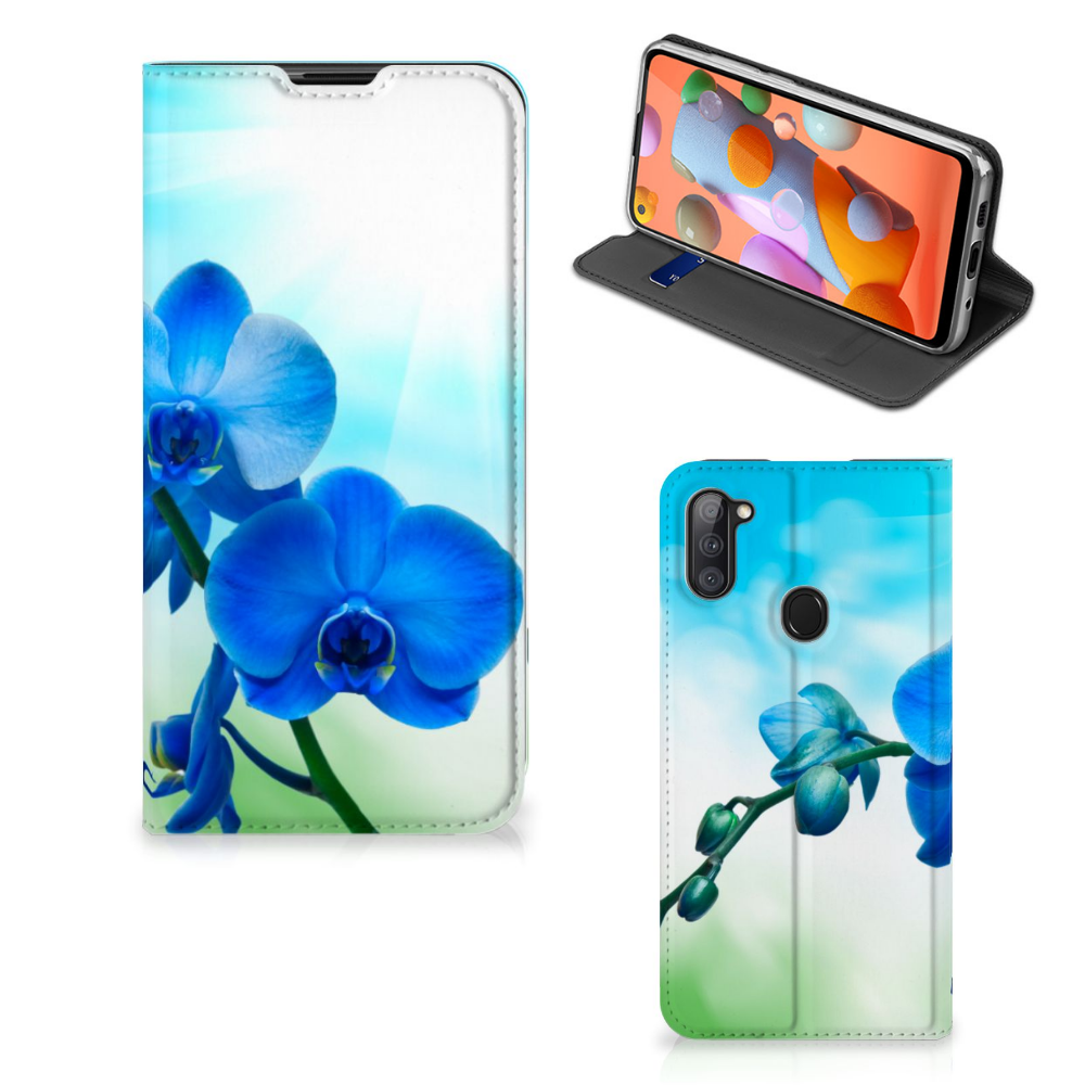 Samsung Galaxy M11 | A11 Smart Cover Orchidee Blauw - Cadeau voor je Moeder - B2C Telecom