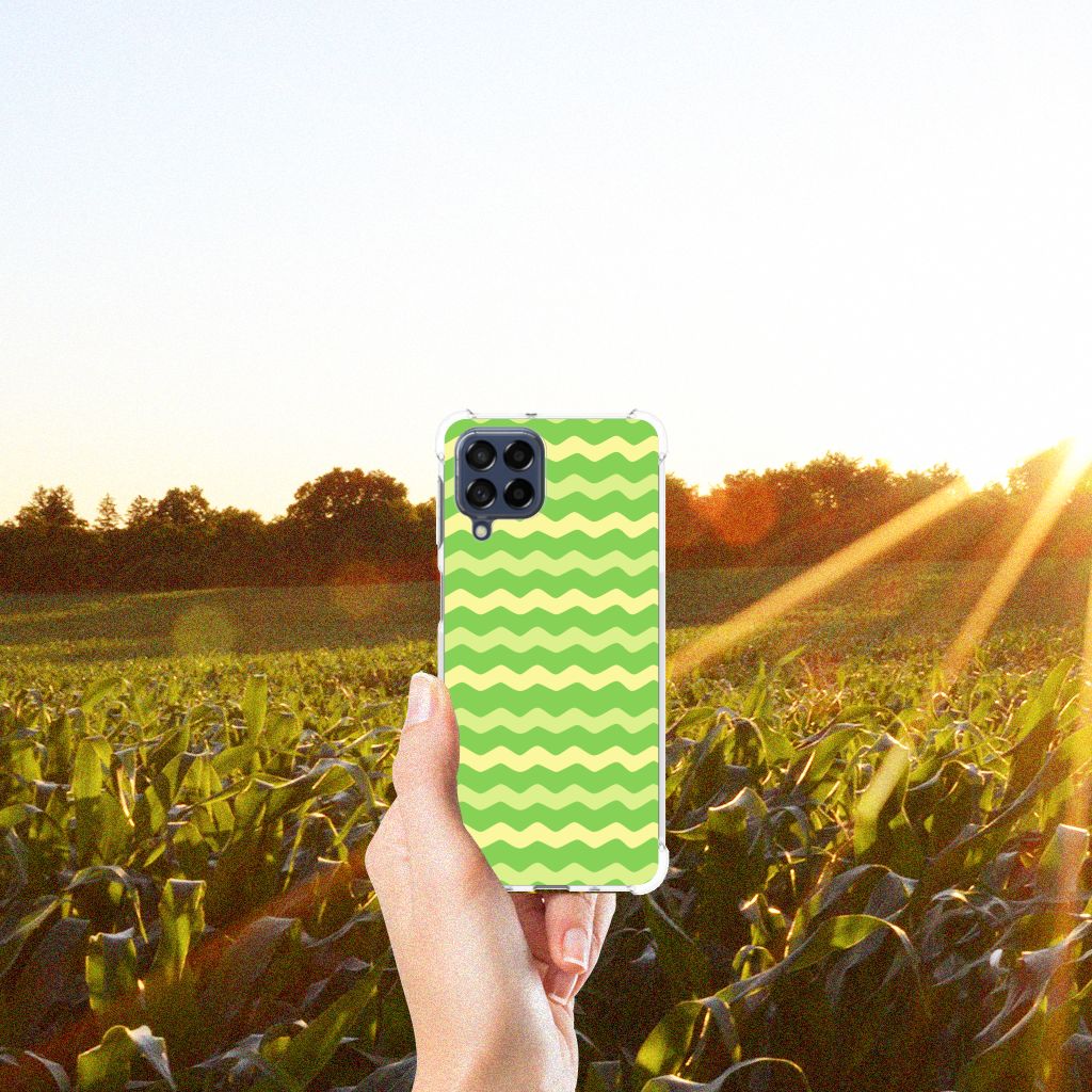 Samsung Galaxy M53 Doorzichtige Silicone Hoesje Waves Green B2C Telecom