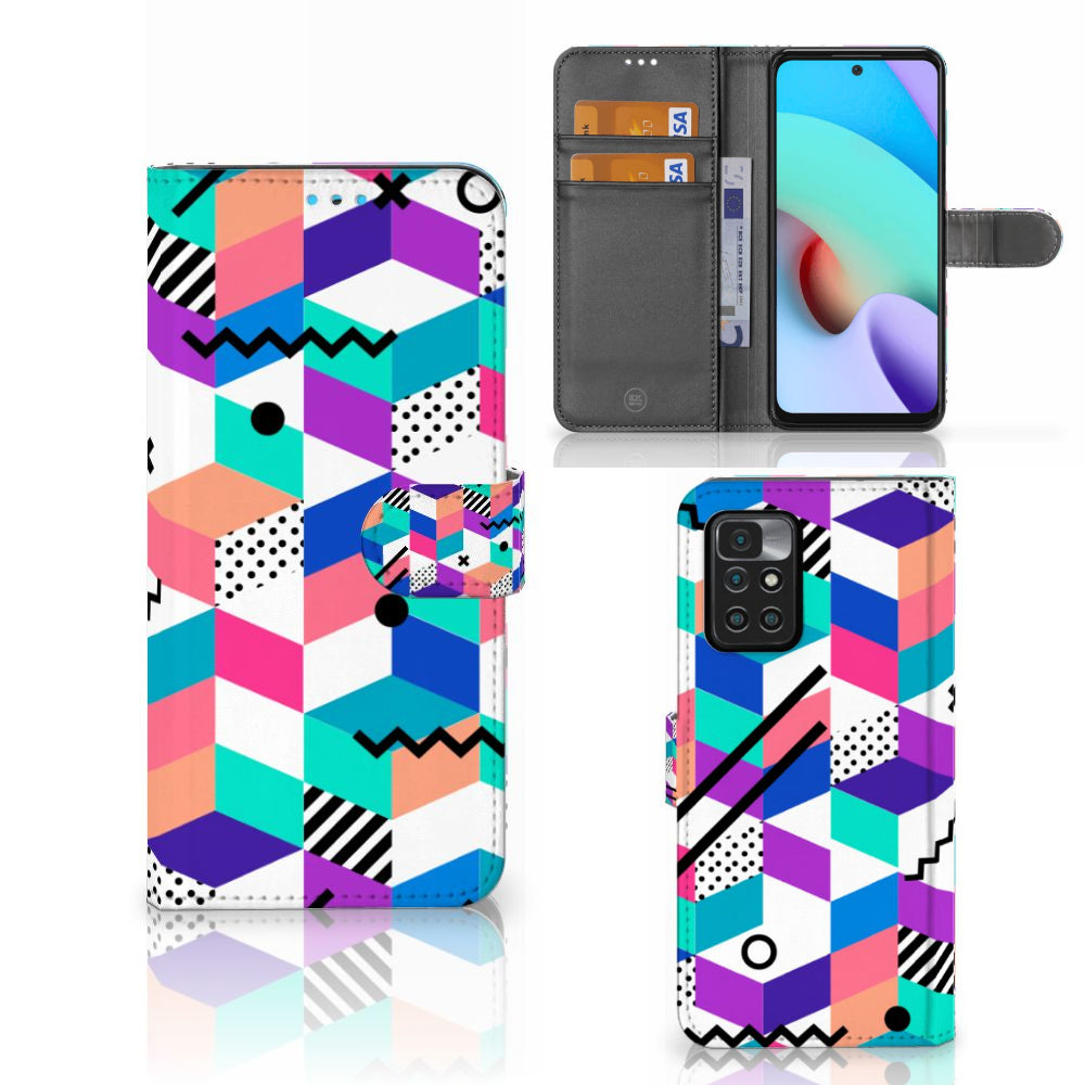 Xiaomi Redmi 10 Book Case Blokken Kleurrijk