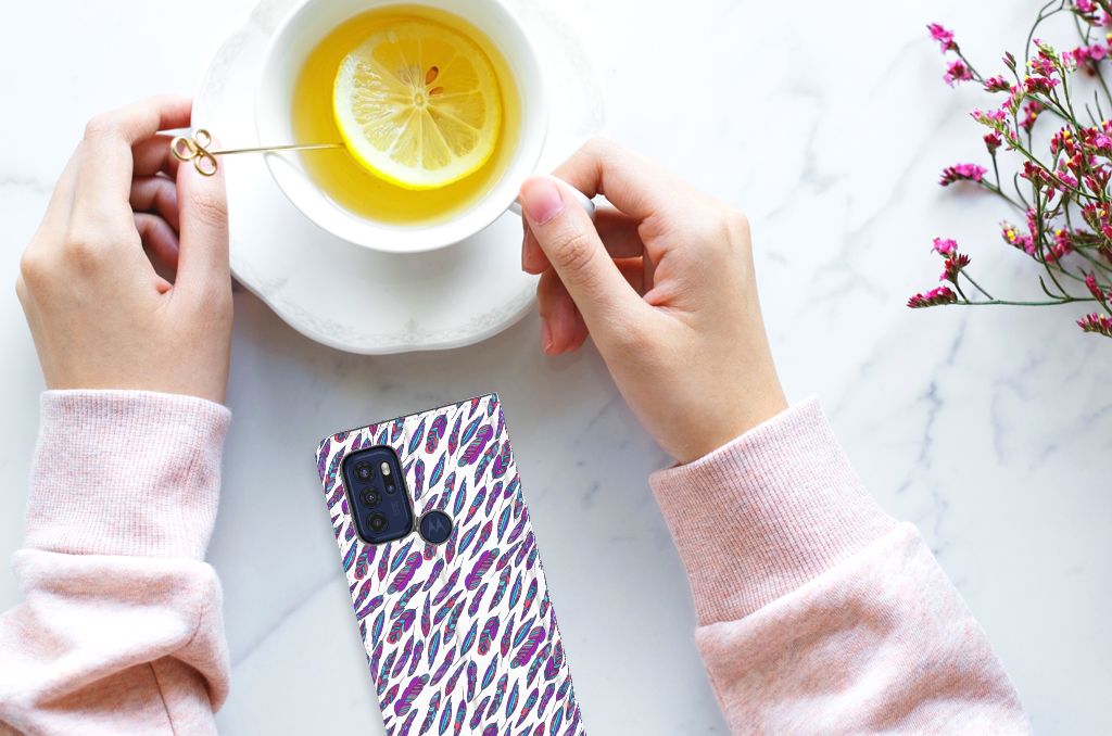 Motorola Moto G60s Hoesje met Magneet Feathers Color - B2C Telecom