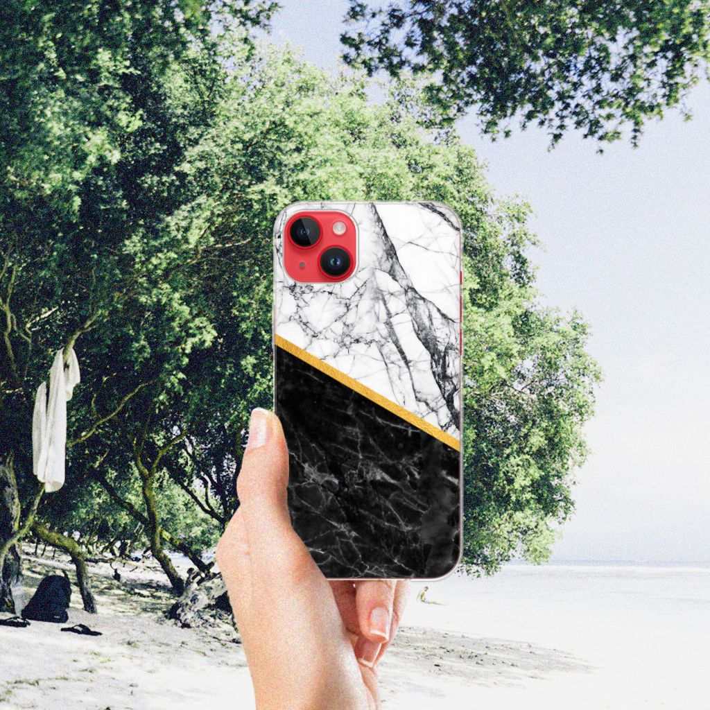 iPhone 14 Plus TPU Siliconen Hoesje Marmer Wit Zwart - Origineel Cadeau Man B2C Telecom