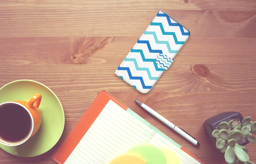 Samsung Galaxy A31 Telefoon Hoesje Zigzag Blauw
